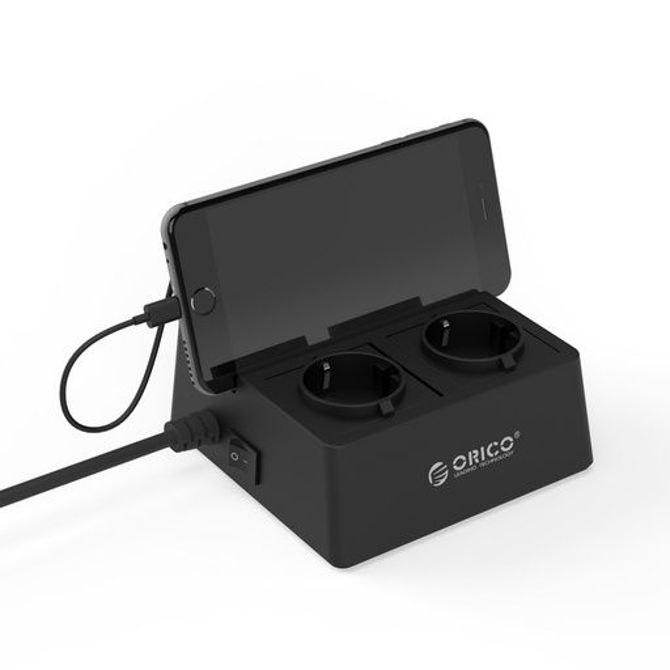 Razdelilec 2x 230V, 5x USB, 15.000 A, prenapetostna zaščita, črn, ORICO 2