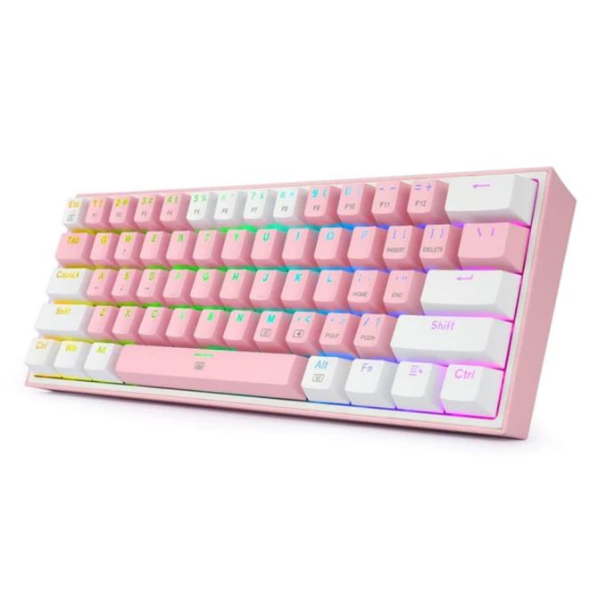 REDRAGON FIZZ RAINBOW K617 RGB MEHANSKA TIPKOVNICA ROZA/BELA - RDEČA STIKALA 4