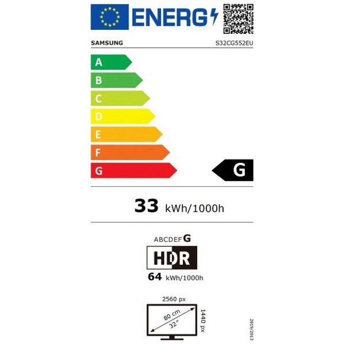 Monitor Samsung Odyssey G5 S32CG552EU 81,3 cm (32), 2560 x 1440 (WQHD), 16:9 QHD HDR10 ukrivljen 1ms 165Hz HDMI DP črn 5