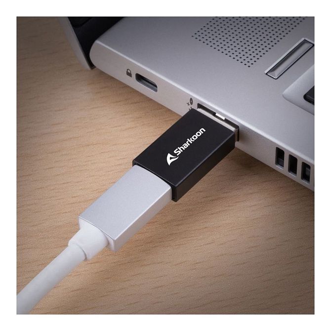 Sharkoon USB 3.2 Gen 1 adapter OfficePal. USB-A > USB-C / USB-C > USB-A (črn, 2-palčni komplet) 4