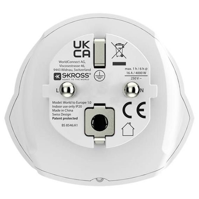 Potovalni adapter Skross 1.500211C-E, World to Europe Schuko, 16 A, 100–250 V 6