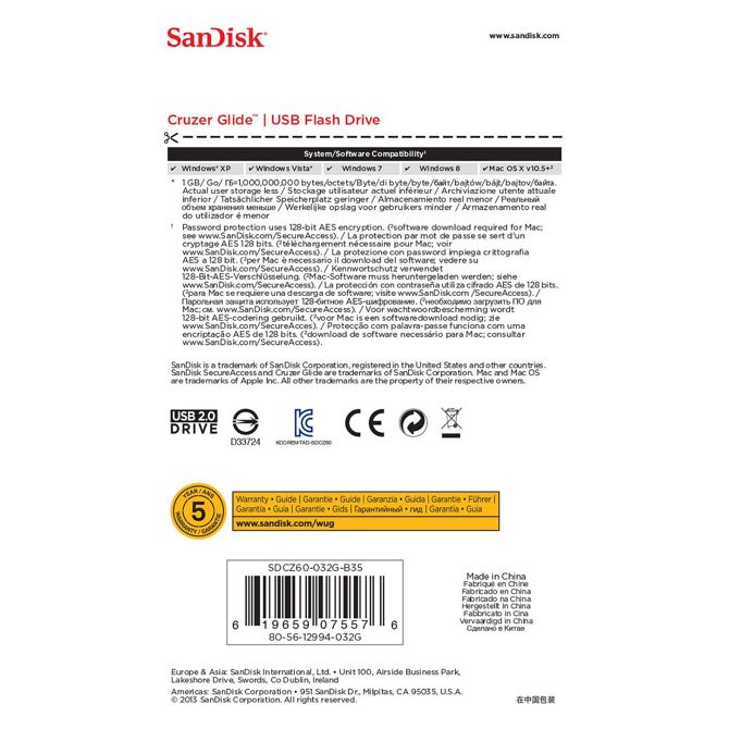 USB KLJUČEK 32GB USB 2.0 SanDisk Cruzer Glide črne barve 5