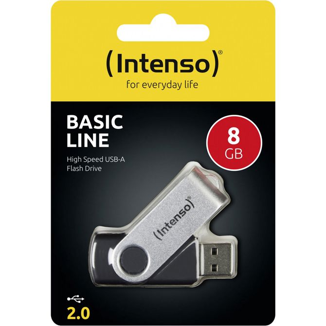 STICK 8GB USB 2.0 Intenso Basic Line Black/Silver 3