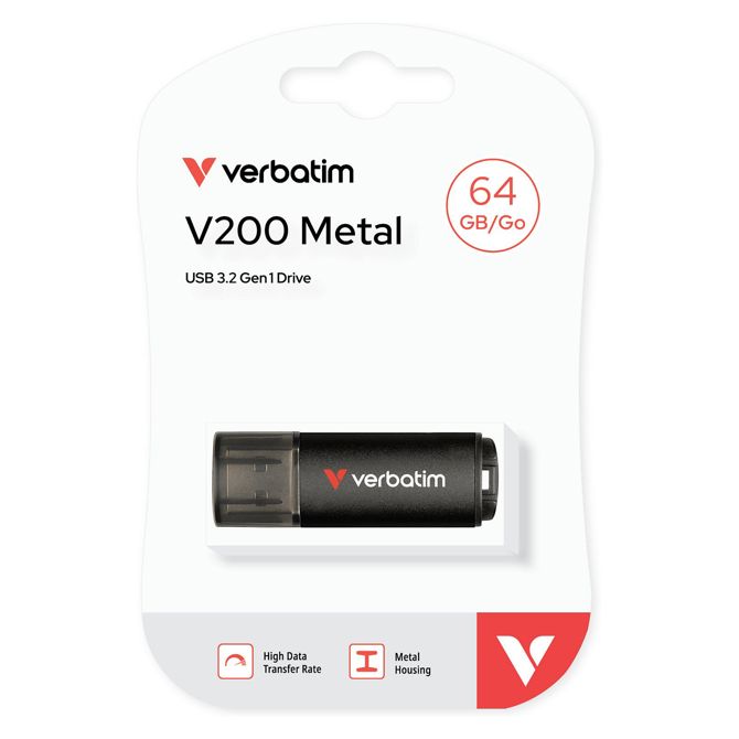 Ključni ključ Verbatim V200 Metal USB 3.2 64 GB Aluminij. bral/zapisoval 80/200 MB 30211 2