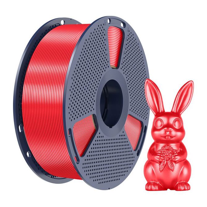 Filament za 3D tiskanje Sunlu PLA+ svila R rdeč, sijajen zaključek, natančnost ±0,02 mm, gladko tiskanje, široka združljivost 2