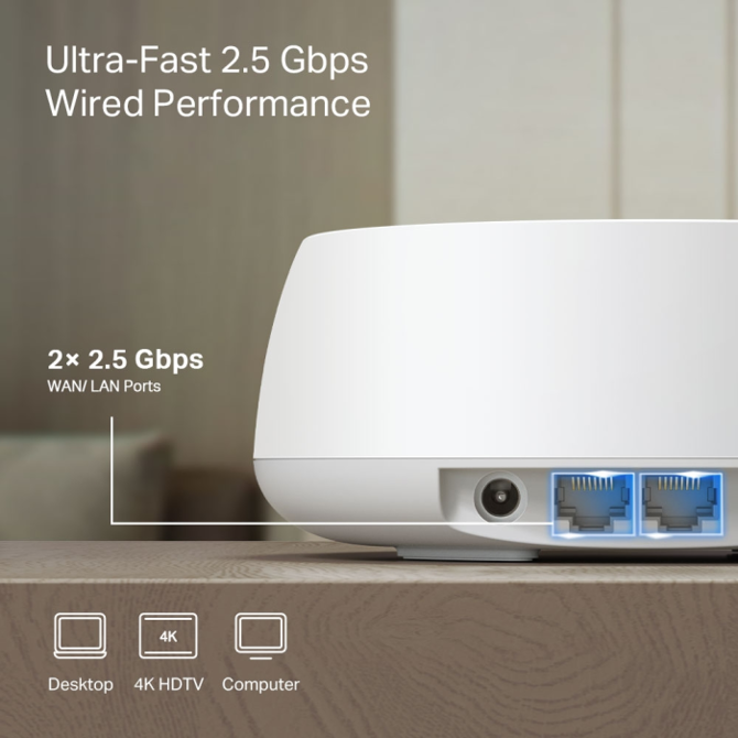 Brezžični usmerjevalnik - Router TP-Link Deco BE25 Wi-Fi 7 Mesh sistem, 3-pack, BE3600, 2× 2,5 Gb/s priključka, AI-roaming, HomeShield, dvopasovni WiFi 5