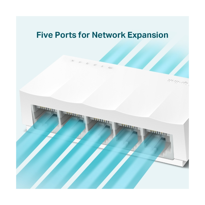 Koncentrator in stikalo TP-Link LS1005 5-portno, 100Mbps, Auto-MDI/MDIX, brez ventilatorja, namizna izvedba 2