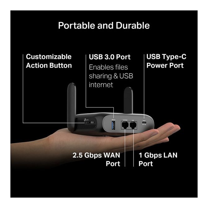 Brezžični usmerjevalnik - Router TP-Link TL-WR3602BE Wi-Fi 7, dvopasovni, hitrost do 2882 Mbit/s, USB/LAN, VPN podpora 4