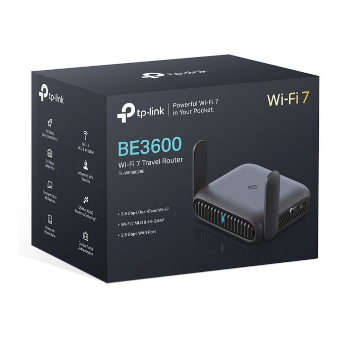 Brezžični usmerjevalnik - Router TP-Link TL-WR3602BE Wi-Fi 7, dvopasovni, hitrost do 2882 Mbit/s, USB/LAN, VPN podpora 5