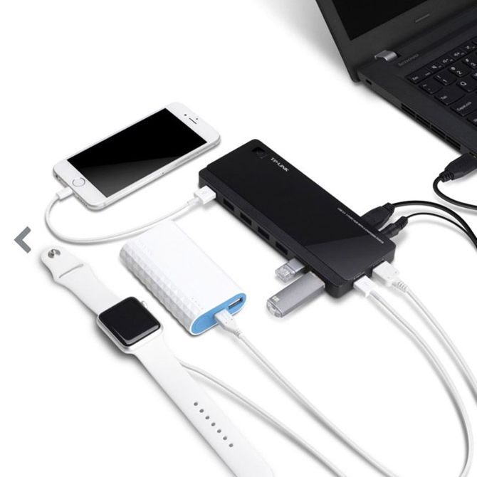 TP-LINK UH720 7-Port USB3.0 + 2x polnilec zunanji z napajanjem USB hub 4