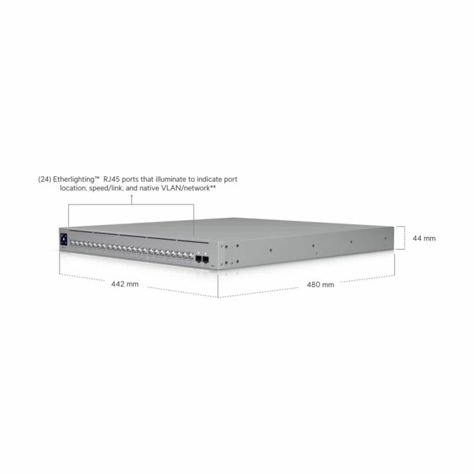 Stikalo UBIQUITI USW-Pro-XG-24, 24-portno Layer 3, 16×10G, 8×2,5G, 2×SFP28, Etherlighting, rack 1U 3