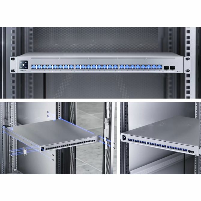 Stikalo UBIQUITI USW-Pro-XG-24, 24-portno Layer 3, 16×10G, 8×2,5G, 2×SFP28, Etherlighting, rack 1U 4