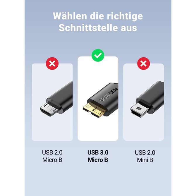 Ugreen USB 3.0 kabel USB A na Micro B, 2m 3
