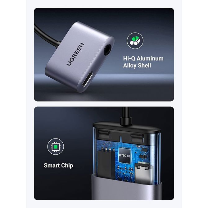 Ugreen USB C na 3,5mm adapter za slušalke in polnjenje 2 v 1 2