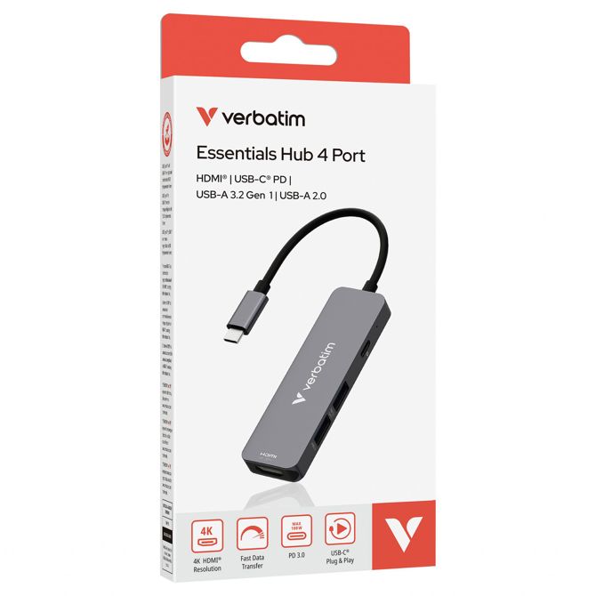 Večportno zvezdišče Verbatim Essentials USB-C s 4 vrati 3