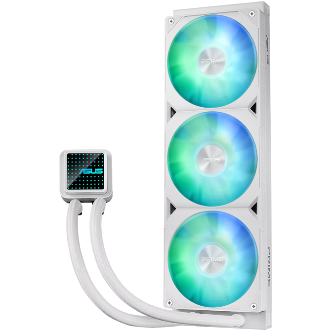 Vodni hladilni sistem Asus Prime LC 360 ARGB White Edition, vodno hlajenje, 3x 120 mm ventilatorji, ARGB osvetlitev, Intel & AMD podnožje, bela barva 2