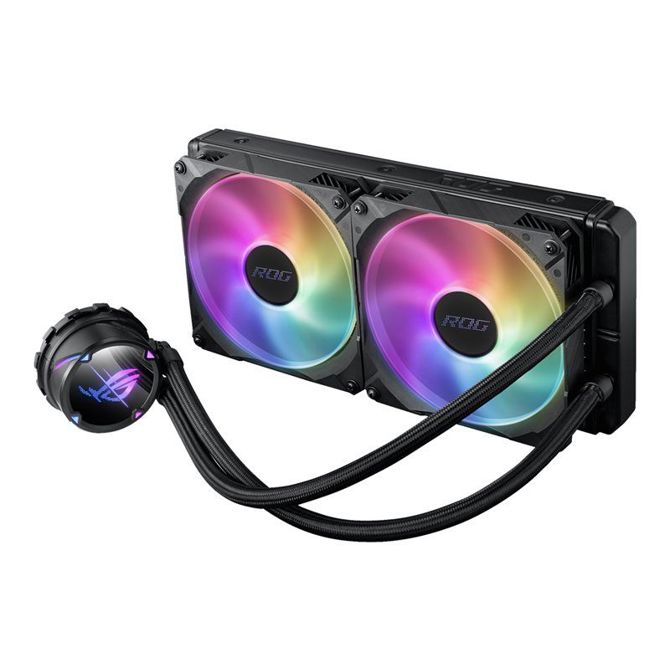 Vodni hladilni sistem  Asus ROG STRIX LC II 280mm ARGB, 2x 140 mm ventilatorja, aluminij/baker, AURA sinhronizacija, podpora AM4/AM5/Intel 2
