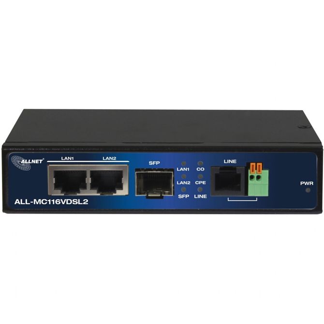 Z ALLNET point-to-point modem VDSL2 prek 2-žilnega neupravljanega ALL-MC116V2 / Maks. 3 km z maks 3