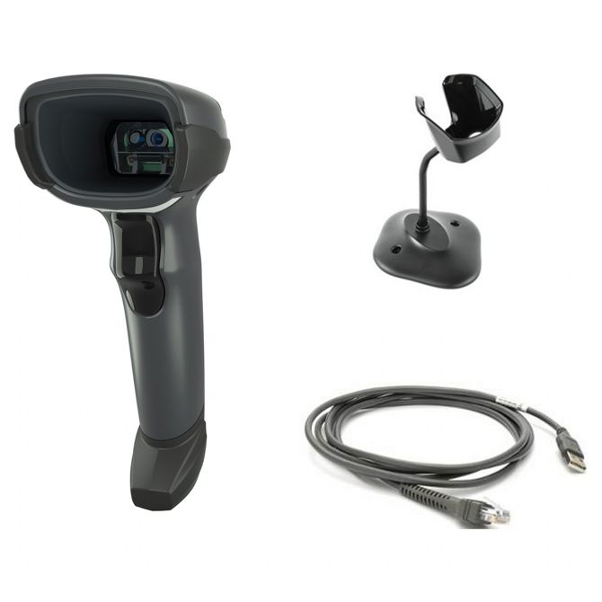 Čitalnik črtne kode Zebra DS4608-SR 2D USB/RS232, prenosni, LED senzor, črn, komplet s stojalom in USB kablom 3