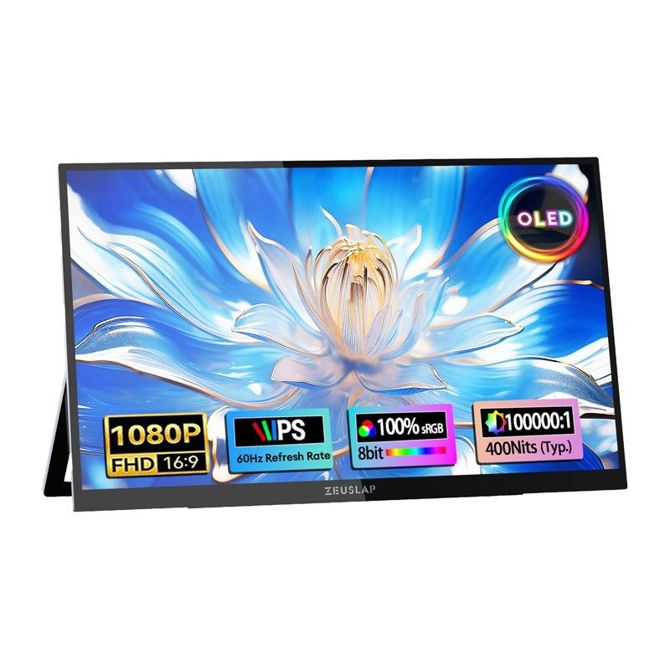 Monitor Zeuslap OL133ED 13,3 OLED, Full HD, zaslon na dotik, prenosni, USB-C/mini HDMI, 1 ms 5
