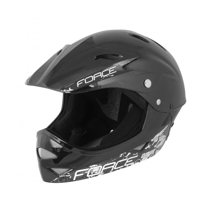 čelada FORCE DOWNHILL junior, glossy črna S - M