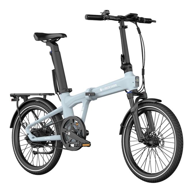 Zložljivo električno kolo ADO Air 20 Ultra V2026, 20, 37 V 10 Ah, 250 W, 50 Nm, do 100 km, avtomatsko prestavljanje, pastelno modre barve