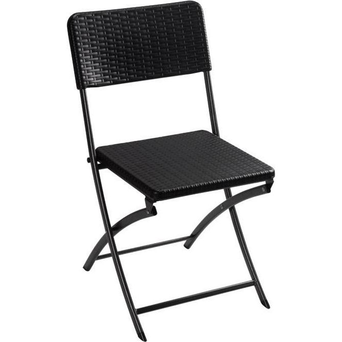 Zložljiv stol Perel FP165R – rattan videz, črn, max. 300 kg