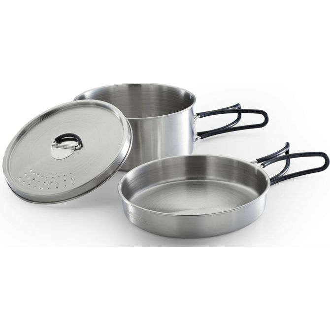 Set loncev Campingaz Trekking Kit, 3 delni, 1 lonec + 1 pokrov + 1 ponev, nerjaveče jeklo