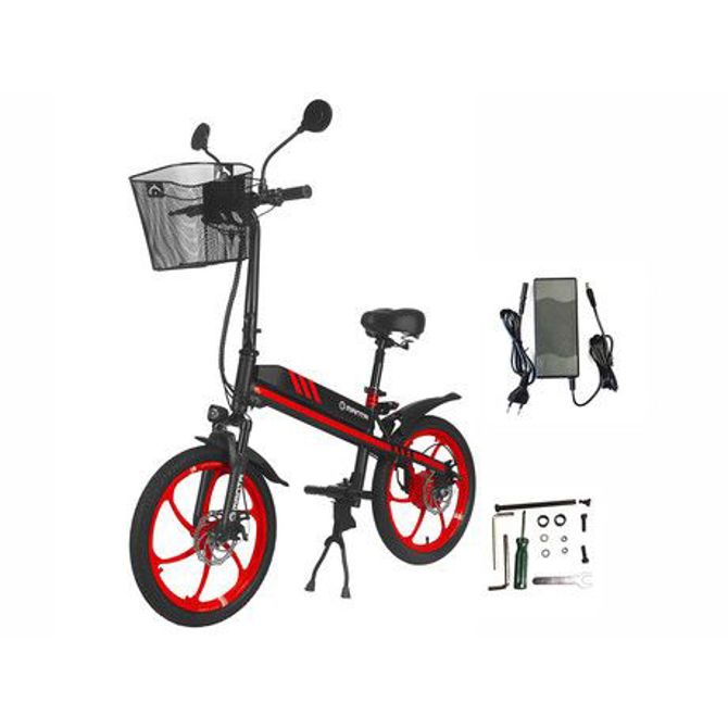 Električno kolo Manta MES2001L Flinstone, 350 W, 20, do 20 km/h, domet 40 km, do 120 kg, LED-osvetlitev, vzmetenje, črno-rdeče 5
