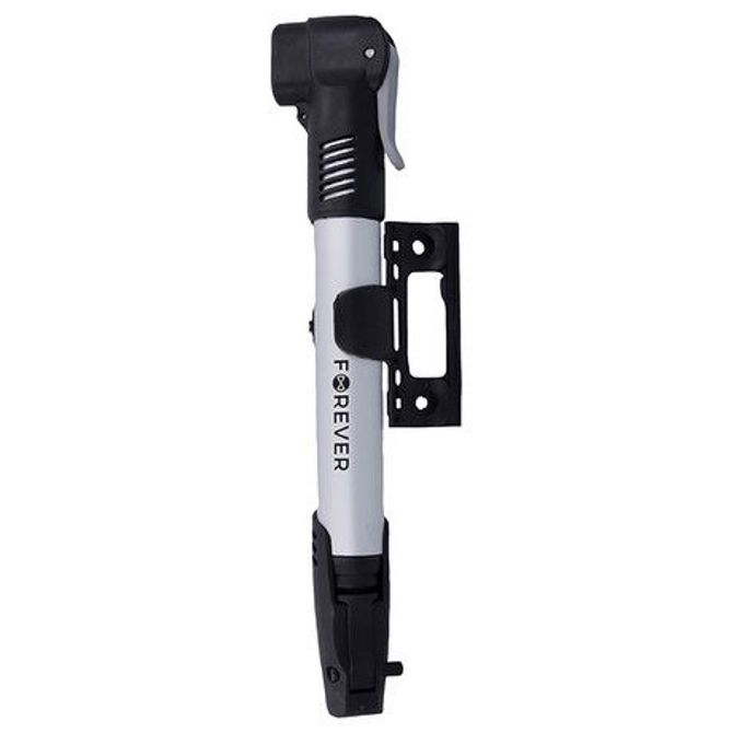 FOREVER Kolesarska zračna tlačilka PU-100, prenosna, montaža na kolo, ventil Schrader in Presta, do 70 PSI (4,8 bar), aluminij, črno-srebrna 3