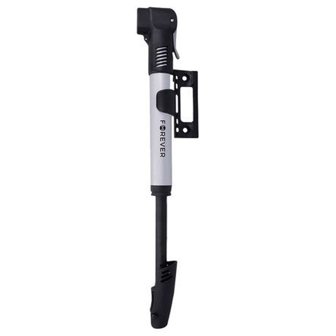 FOREVER Kolesarska zračna tlačilka PU-100, prenosna, montaža na kolo, ventil Schrader in Presta, do 70 PSI (4,8 bar), aluminij, črno-srebrna 4
