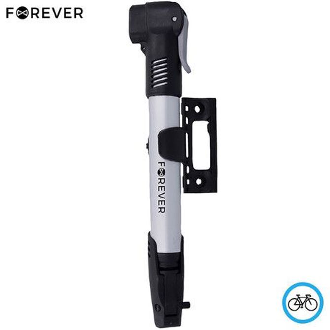FOREVER Kolesarska zračna tlačilka PU-100, prenosna, montaža na kolo, ventil Schrader in Presta, do 70 PSI (4,8 bar), aluminij, črno-srebrna 5