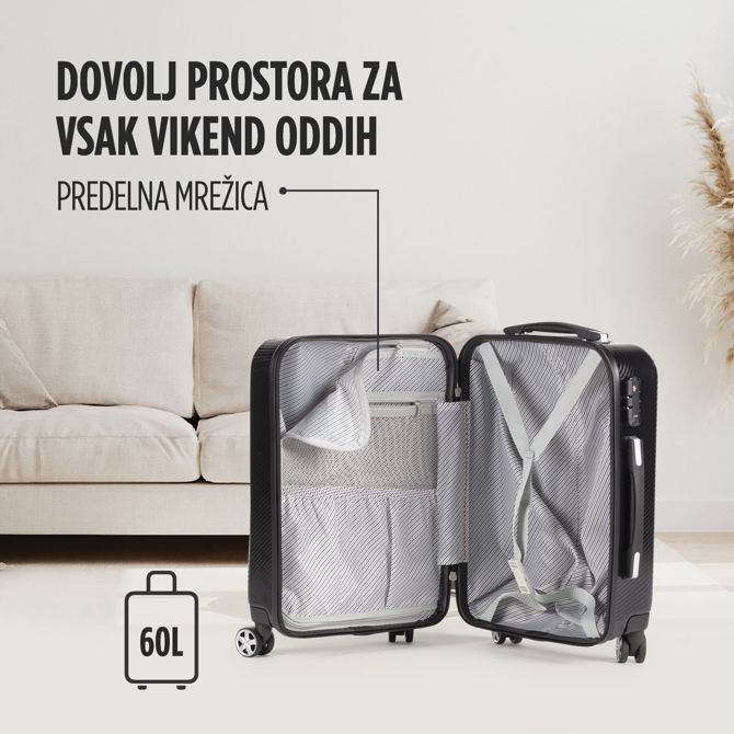Potovalni kovček Scandinavia Carbon Series, črn, 65 l  3