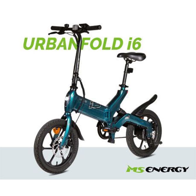 Električno kolo MS ENERGY URBANFOLD i6  zložljivo, 16 pnevmatike, 250W motor, 36V 10Ah 360Wh baterija, do 60 km, disk zavore, zadnje vzmetenje, LCD zaslon, zeleno črna (Mystic Emerald) 5