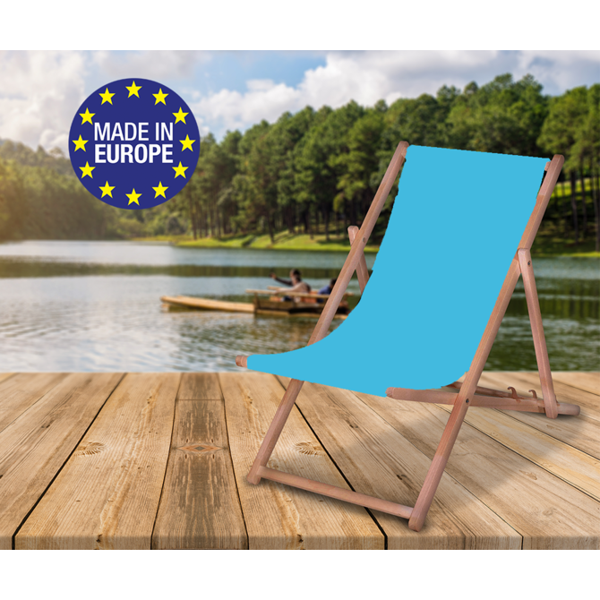 PLATINET PSW leseni ležalnik, MADE in EU, 3 stopnje nastavitve, zložljiva oblika, ultra lahka teža, zaščita pred nenamernim zlaganjem, bukov les, UV & vodoodporna tkanina, svetlo moder 2