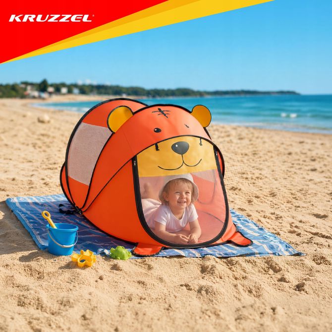 Popup otroški šotor za na plažo medvedek 180x95x82cm 2