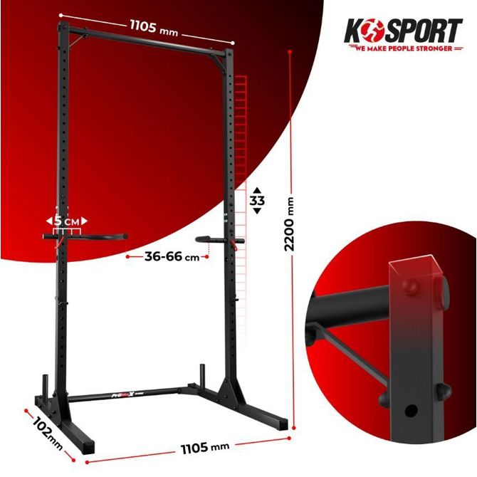Pull up bar samostoječi K-Sport, nastavljiva višina do 220 cm, nosilnost 150 kg, širina 110 cm 4