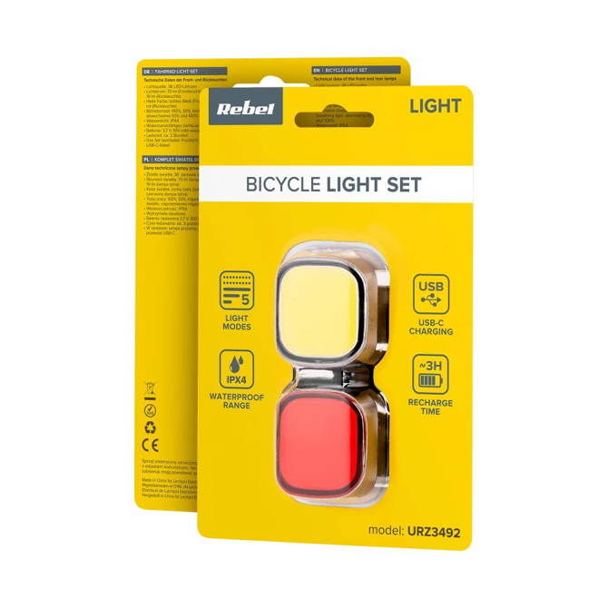 Svetilka za kolo REBEL LED USB zadnja sprednja kolesarska luč 2