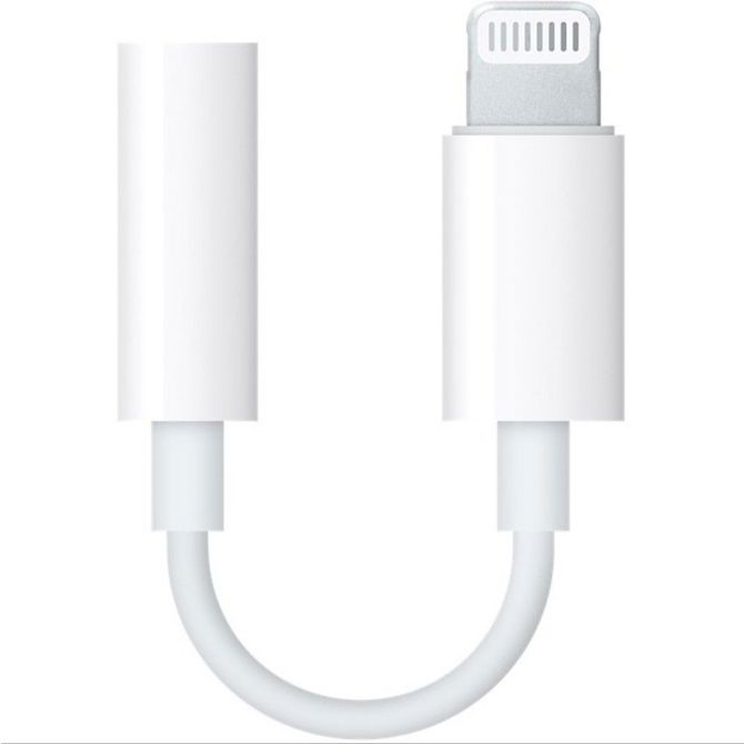 Adapter Apple iPhone, Lightning > 3,5 mm, bele barve