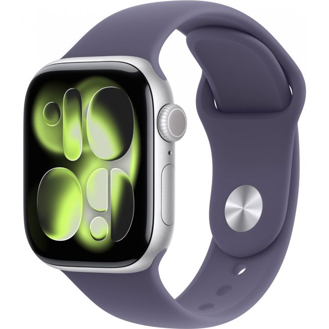 Pametna ura Apple Watch S11 Aluminium 42mm Silver (športni pašček temno vijoličen) M/L