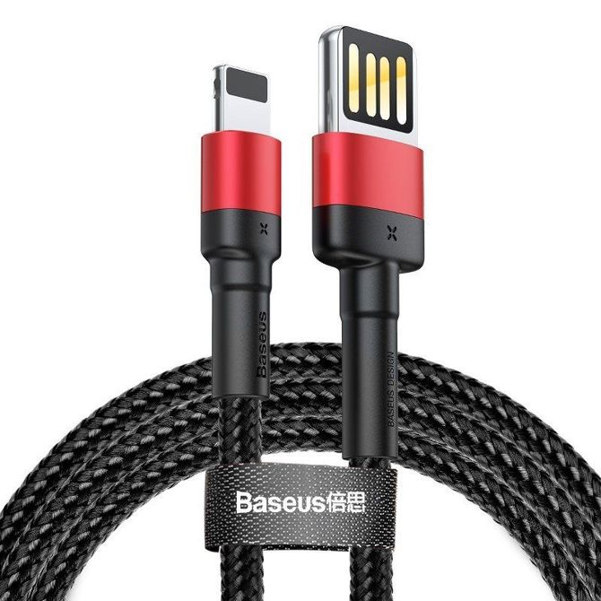 Baseus Cafule dvostranski USB Lightning kabel 2,4A 1m (črn+rdeč)