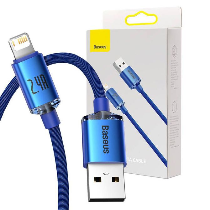 Baseus Crystal Shine kabel USB na Lightning, 2.4A, 1.2m (moder)