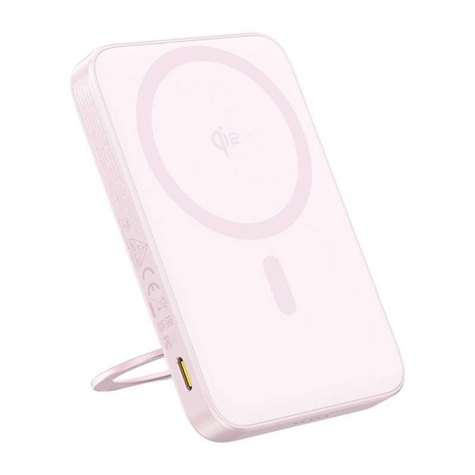 Baseus prenosna baterija s stojalom PicoGo Qi2 5000mAh 20W (roza)