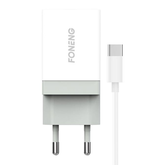 Hitri polnilec Foneng 1x USB K210 + USB Type C kabel 1m