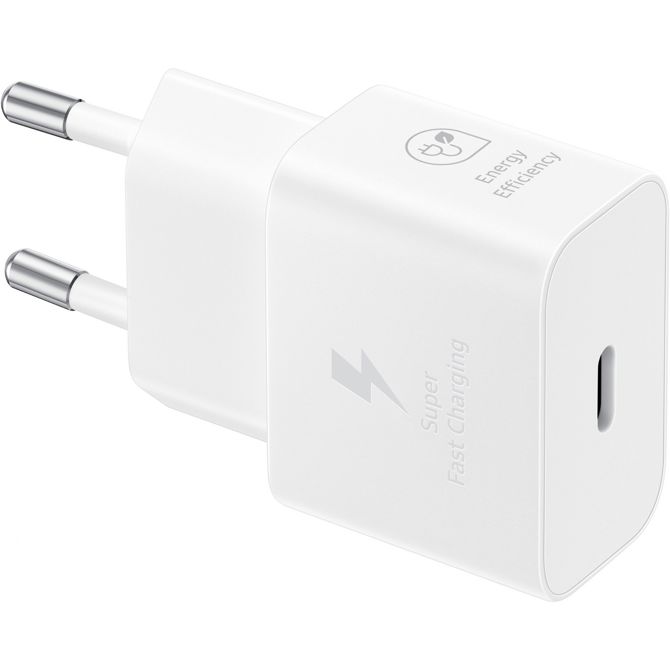 Hišni polnilec za telefone Samsung EP-T2510N 25 W, USB-C, GaN, PD 3.0, zaščite SCP/OCP/OTP, bel brez kabla