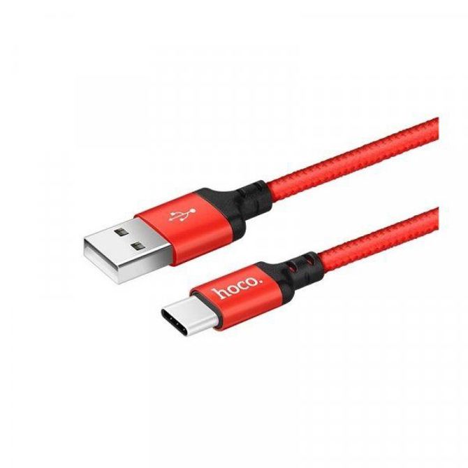 Hoco podatkovni kabel Type C na USB 2m 3A rdeč pleten