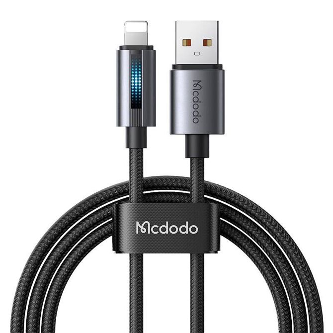 Mcdodo CA-5660 USB-A v Lightning kabel z utripajočo lučjo 1,2 m (črn)