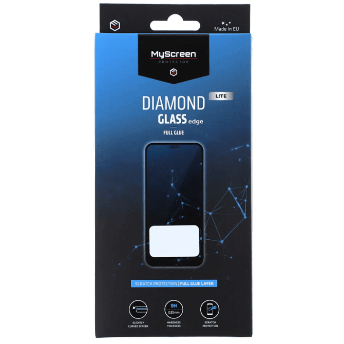 Zaščitno steklo MyScreen protector Diamond Lite Samsung Galaxy A57, Edge Full Glue, kaljeno, odporen na praske H9, popolna prosojnost, ovitku prijazno