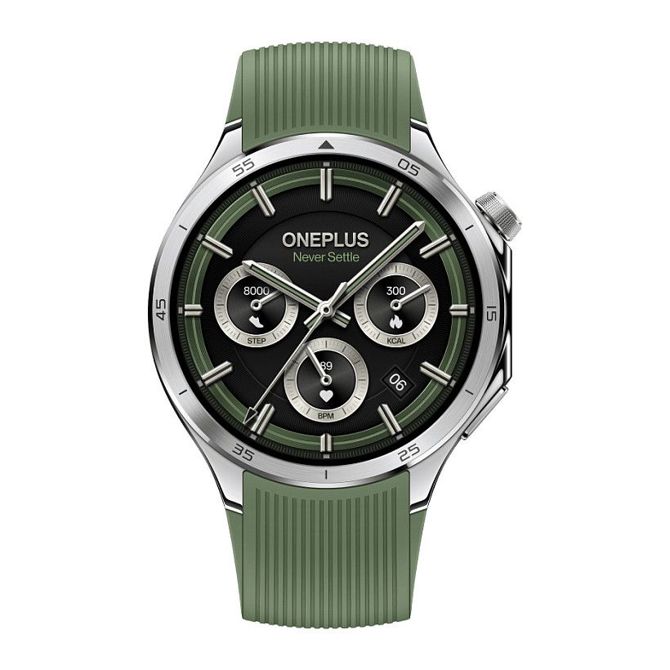 OnePlus Watch 3 srebrna (zelen gumijast pašček)