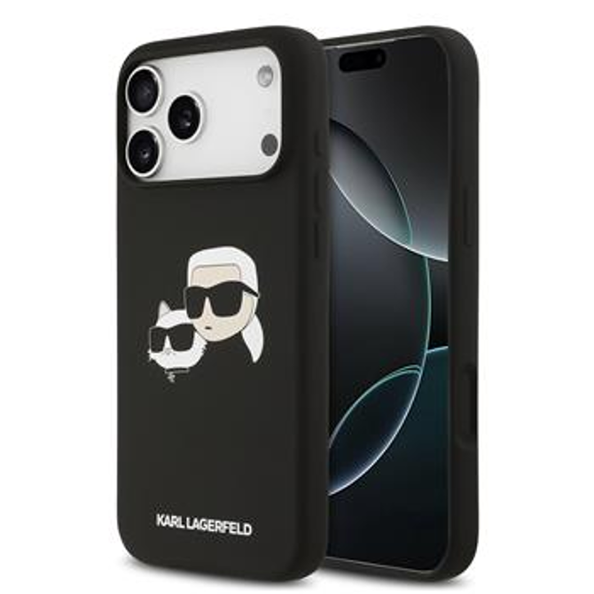 Originalen KARL LAGERFELD ovitek iPhone 17 Pro Max - IML NFT Heads - črn silikonska zaščita MagSafe - KLHMP17XSKCHPPLK